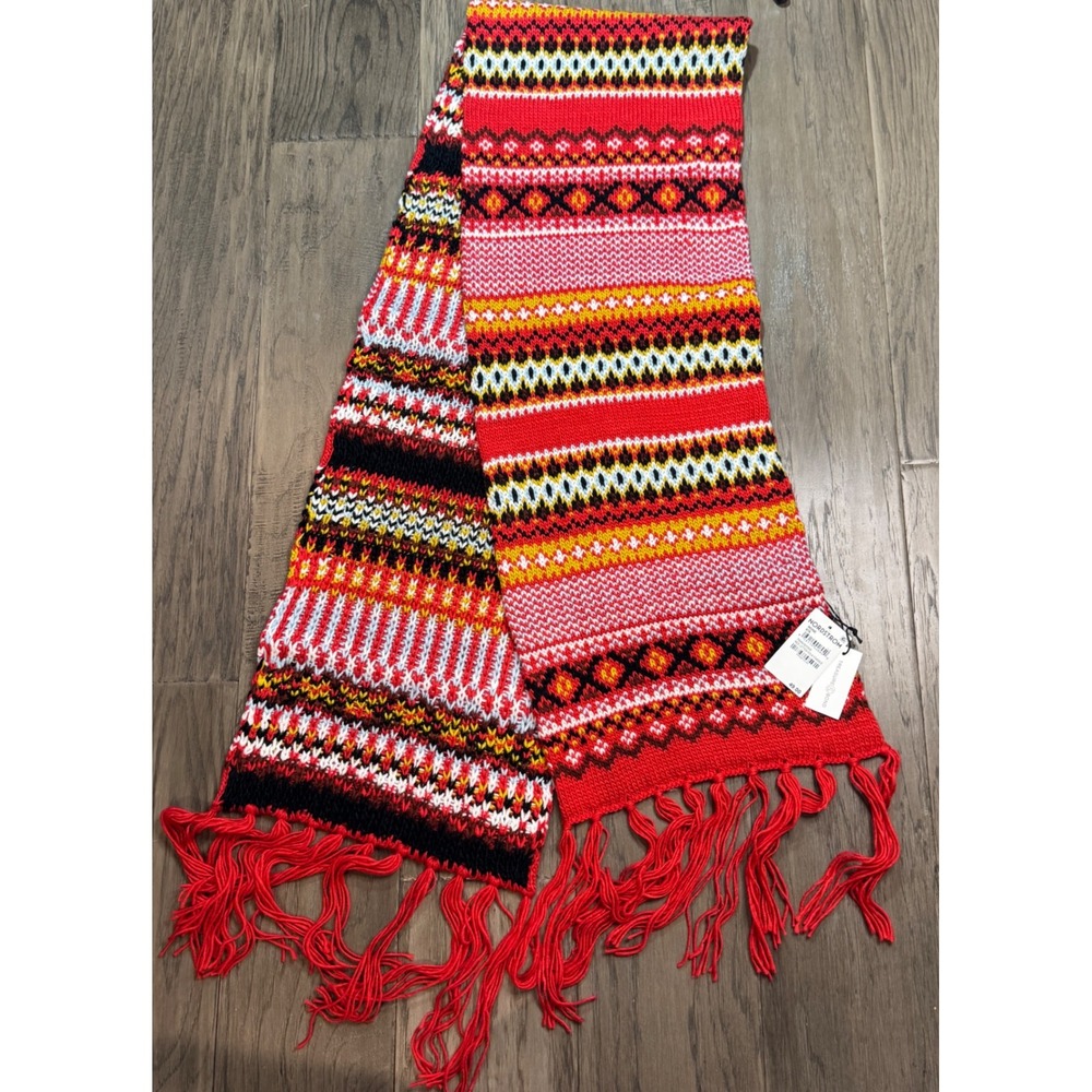 NWT Nordstrom Treasure & Bond Red Knit Scarf Fringe holiday Christmas One Size